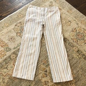 Loft Vertical Striped Jeans Pants- Tan & White- 6